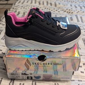 Skechers Kids Black and Pink Sneakers